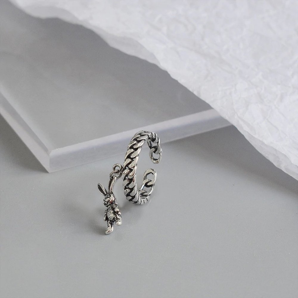 NEW 925 Sterling Silver Rabbit Adjustable Ring - Picture 7 of 7
